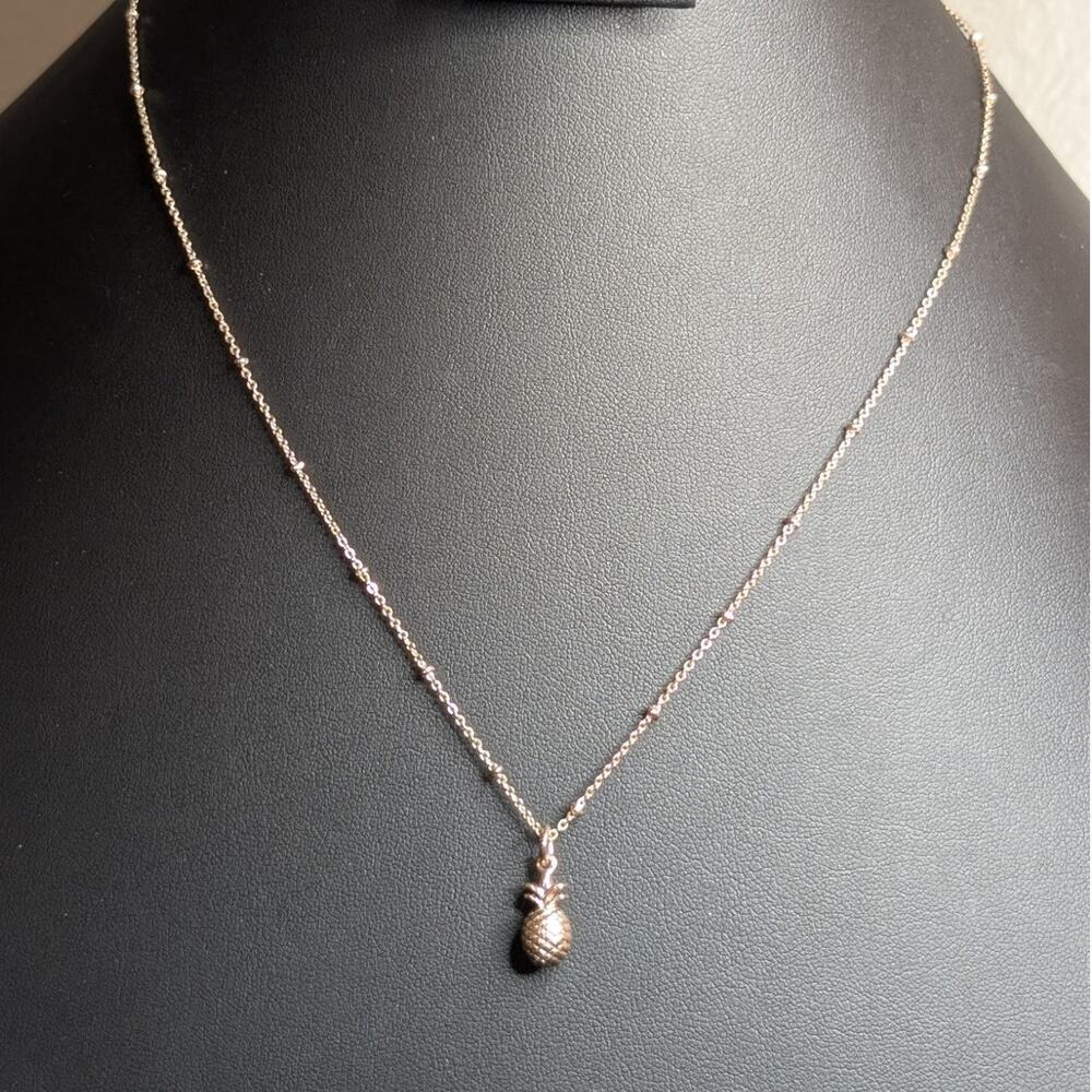Lauren Conrad Rose Tone 16"-19" Beaded Chain Pineapple Pendant Necklace